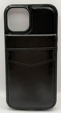 iPhone 14 Wallet Case with Card Holder, Black, Magnetic Snap Kickstand
