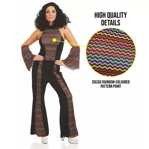 Mujer 1970 Disco Fiebre Cher Disfraz S - XL Estrella del Pop Arco Iris Traje Halloween Foto 4 de 4