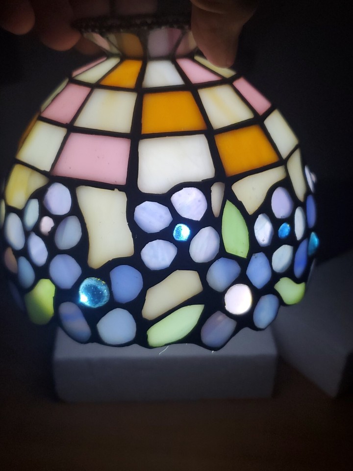 PartyLite Lamp Tiffany Style Stained Glass Hydrangea Tea Light Candle