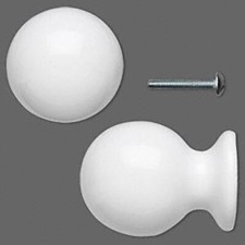 2 White Porcelain 41x31mm Round Drawer Pull Knobs or Jewelry Display