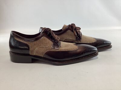 Mens Mezlan Remo Brown Top Herringbone Brogue Dress Shoes 10M NEW