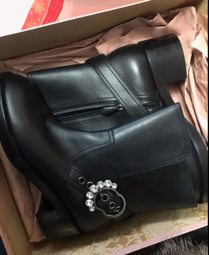 Miu Miu Stiefeletten Leder schwarz Swarovski 41