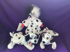 Disney Store 101 Dalmatians Cruella, Lucky, Jewel lot of 3 bean bag plush