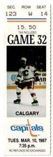 1987 CAPITALS vs CALGARY FLAMES ticket stub JOE NIEUWENDYK debut 3/10/87 Caps