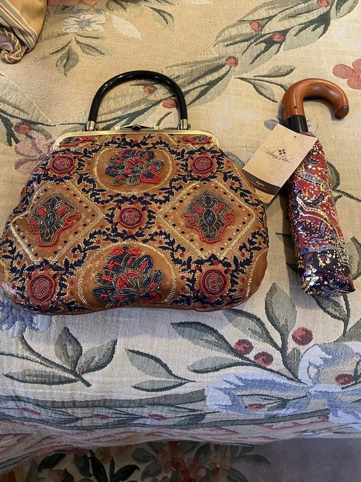 Bolso Cartera Patricia Nash Provençal Escape Cuentas Con Cadena Bandolera Nuevo