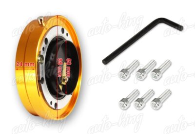 JDM GOLD 6-HOLE STEERING WHEEL 1'' THIN QUICK RELEASE SHORT HUB ADAPTER KIT