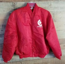 Vtg 80s Birdie Richard Leslie Snap Up Bomber Jacket Red Cap Collet Tool XL