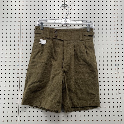 Vintage Military Army Wool Shorts Mens Size FIts 27X7 Olive Green Hemmed