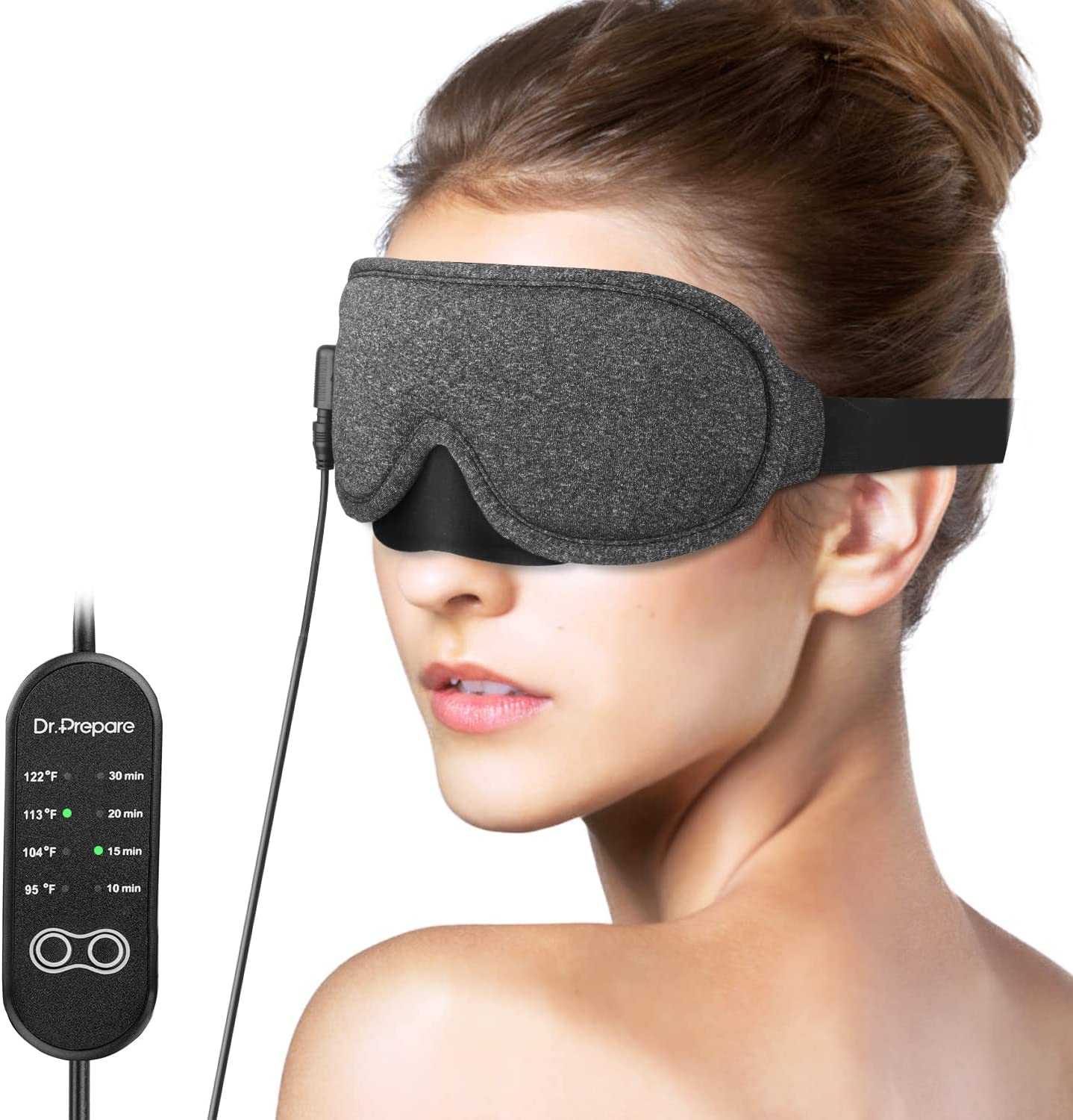 USB Heated Eye Mask for Dry Eyes with Adjustable Temp & Timer, Comfortable Ear Loops-image