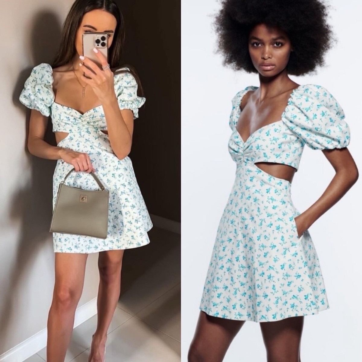 Zara Cut Out Floral Dress Size Small