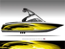 The Abyss (Yellow) Abstract Boat Wrap Kit 3M Premium Cast Vinyl - 15 Sizes