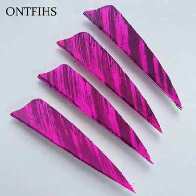 150Pcs 3'' Shield Archery Arrow Feathers Fletchings RW LW Ink Design Double Side