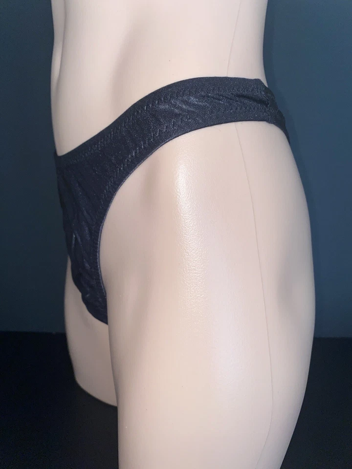 Raro De Colección Y2K Ritchie Traje de Baño Cuentas Wetlook Negro Tanga Bikini Talla 5/6 Foto 3 de 4