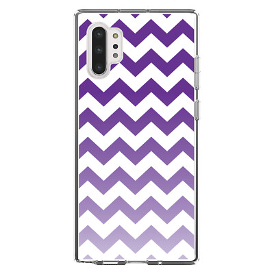 Clear Case for Galaxy Note White Purple Fade Chevron Stripes