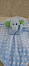 Baby Elephant Lovey Blue w/ White Stars Security Blanket 11 x11.5" Buba