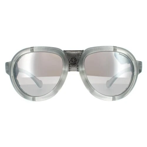 Moncler — Moncler ML 0090 20C Gray Metallic Mirrored Round Sunglasses frame 55-20-140