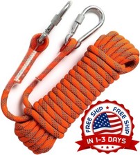 Cuerda De Escalada De 100 Pies Con 2 Ganchos Para Caminatas Al Aire Libre NEW US