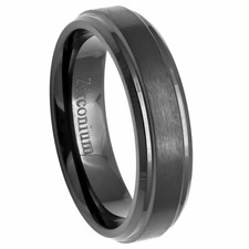 Pistola Natural Unisex Tono Metal Circonio Anillo Centro Cepillado con Borde Escalonado