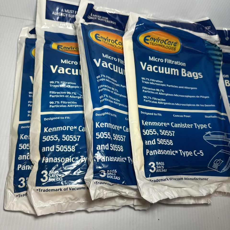 Kenmore Canister Type C Vacuum Bags (15 Bags) Fits 5055, 50557, 50558, Panasonic - Image 2 of 3