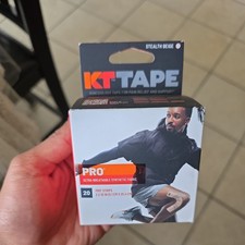 KT Tape Pro Kinesiology Therapeutic Tape Jet Black 20 Pro Strips 2 x 10 inches