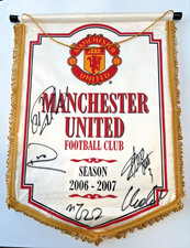 Man Utd 2006/07 Signed Pennant Ronaldo, Ferdinand, Carrick, Vidic, Evra MUFC COA