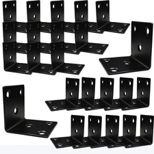 25Pack 2'' L Right Angle Brackets with Slot 2 MM Thickness Black Stainless St...