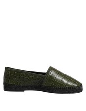 Dolce & Gabbana Green Exotic Leather Espadrilles Slip On Men's Shoes Authentic