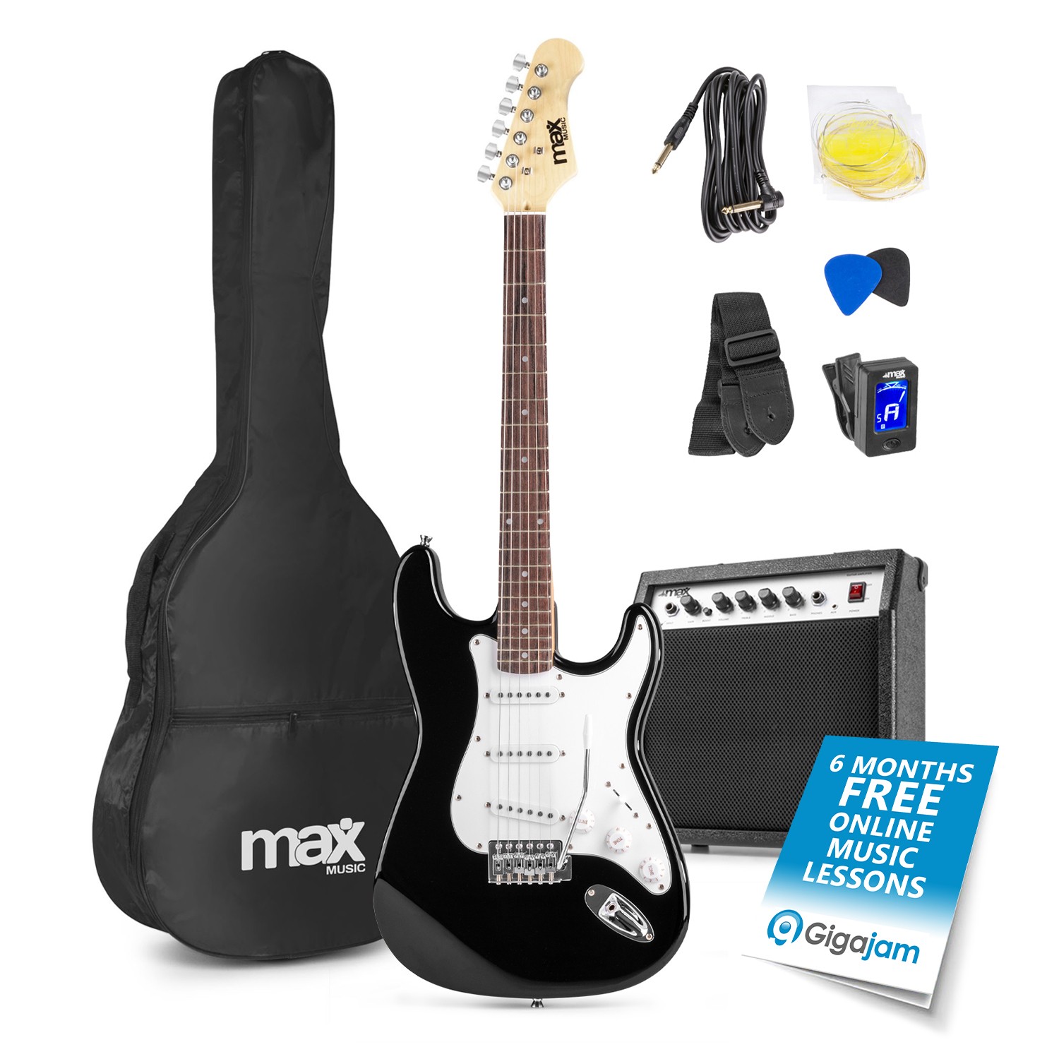 MAX GigKit Left Handed Electric Guitar Pack - Black