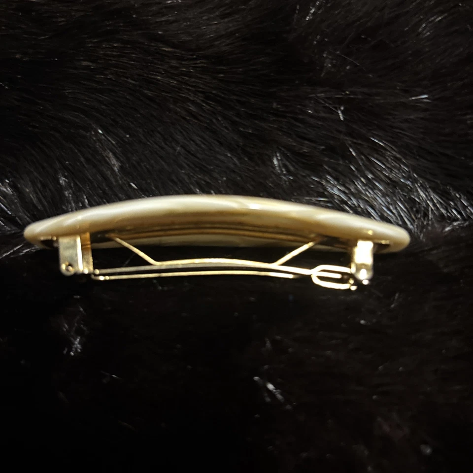 France Luxe Classic Hair Clip Barrette Marble Ivory Cream - Image 2 of 4