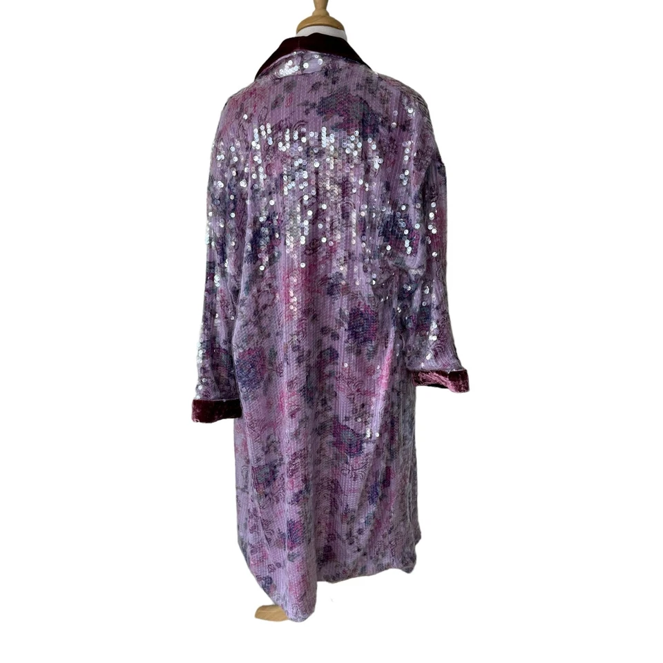 FREE PEOPLE Kealey блестки кардиган куртка бархат цветочный розовый размер XS - Изображение 4 из 4