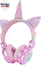 Kids Wireless Headphones for Girls Children Teens, LED Light up Bluetooth Unicor