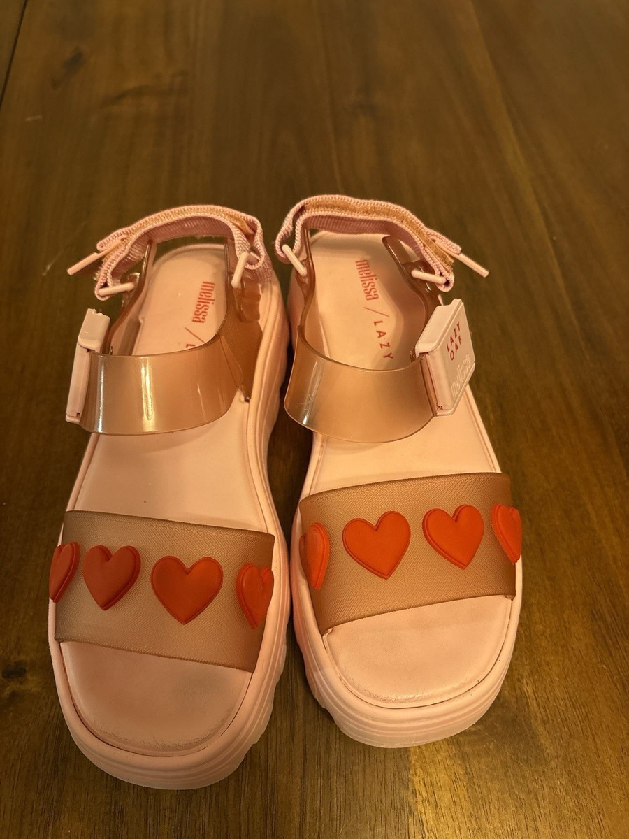 Melissa x Lazy Oaf Collaboration Heart Sandals Pink, Size US 7 | eBay