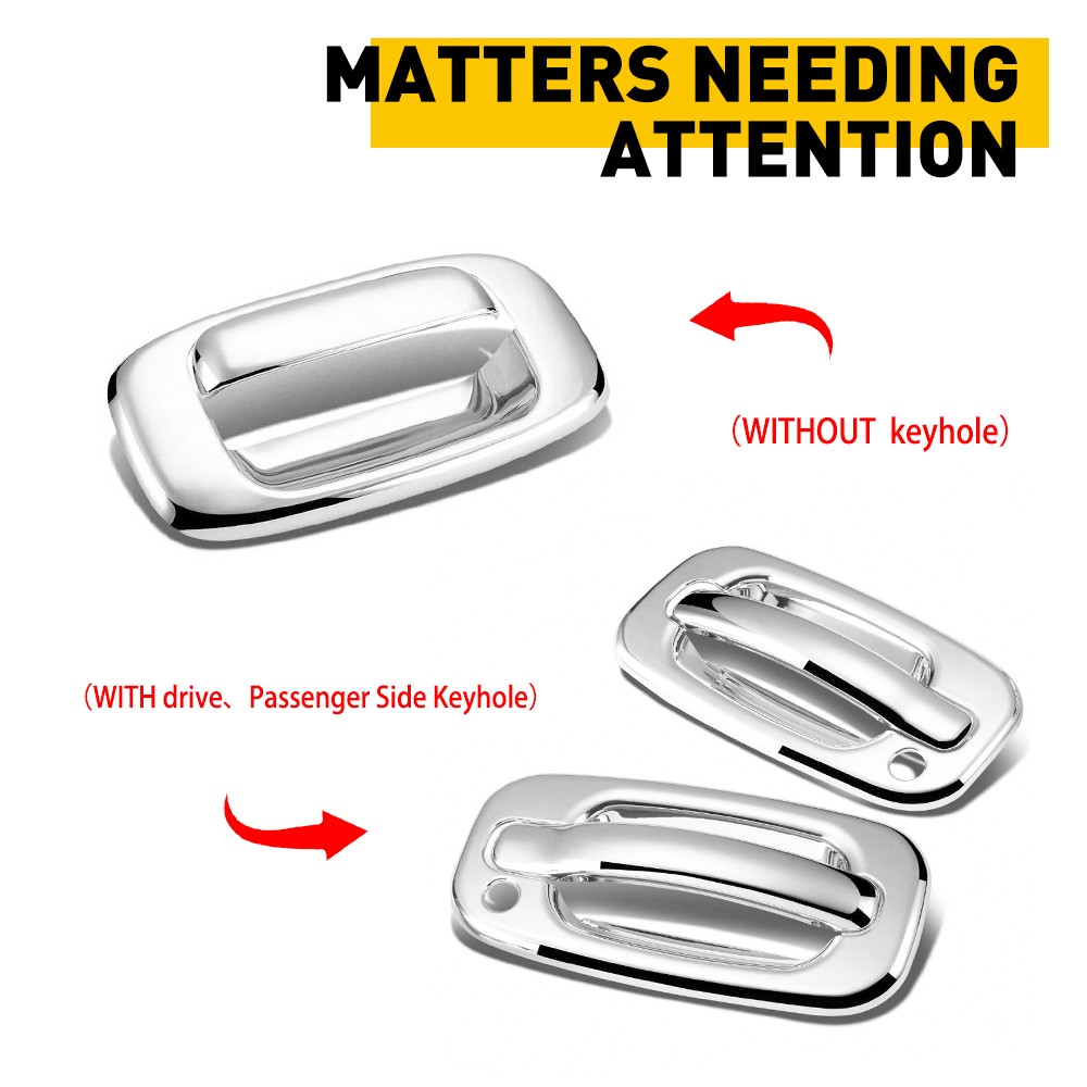 For Chevy Silverado /GMC Sierra Chrome 4* Door +Tailgate Handle Lever Cover Trim