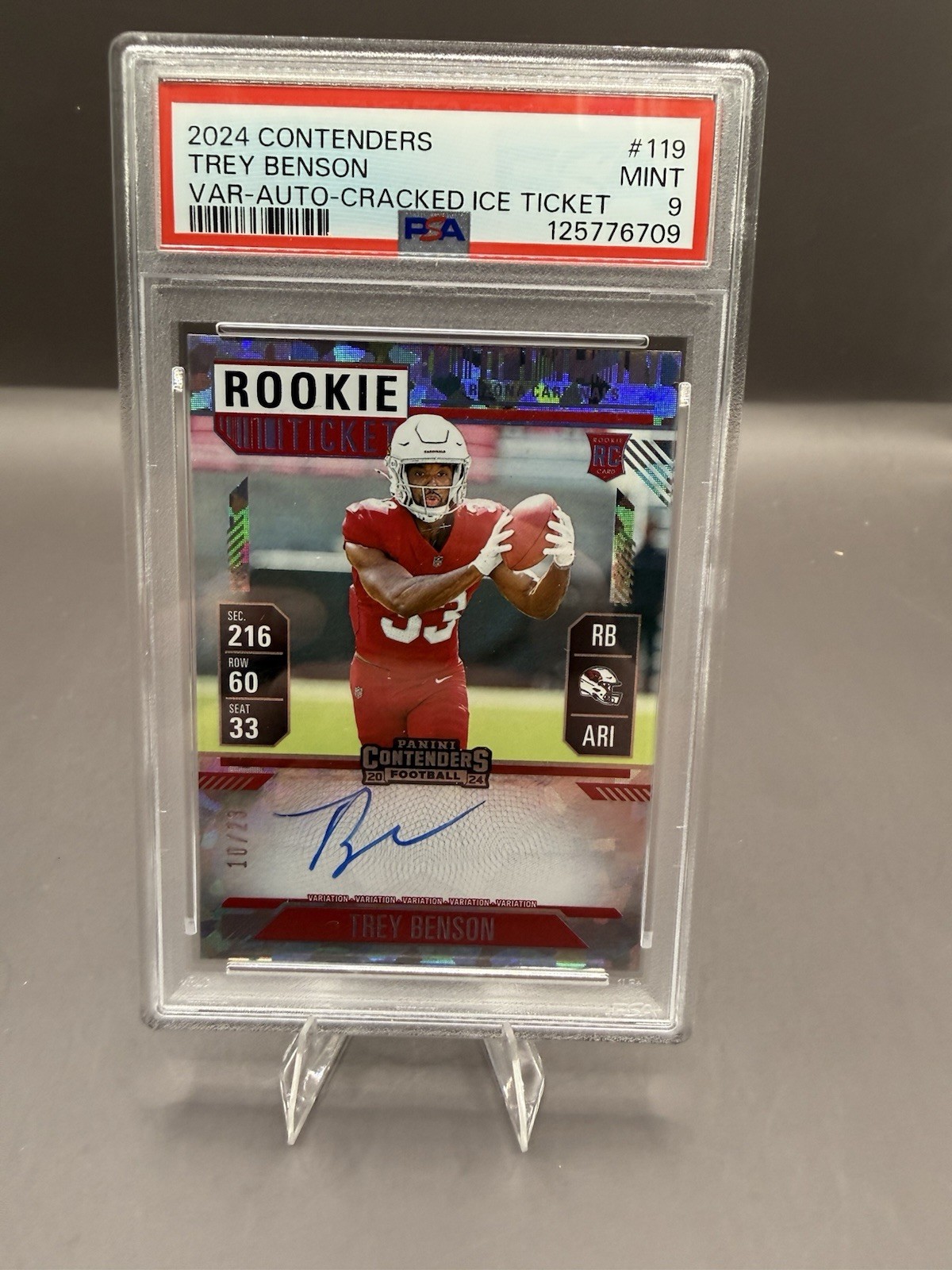 Trey Benson Auto On Card 10/23 RC 2024 Cracked Ice Contenders Rookie Ticket