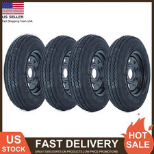 4 Pack 5.30-12 Trailer Tires With Rims 5.30x12 5.3-12 530-12 4 Lug On 4 6pr