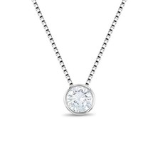 925 Sterling Silver Dainty Clear CZ Pendant Necklace Chain for Teen Girls 16"