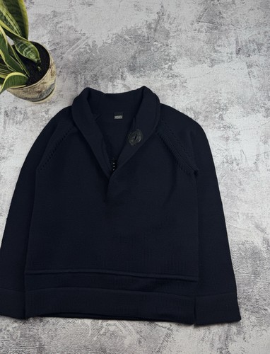 Gianfranco Ferre Blue F Knited Cardigan Button Shawl Collar Sweater Pullover - Picture 5 of 17