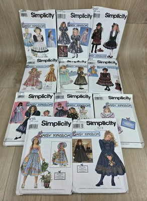 Lot of 11 Vtg DAISY KINGDOM Girls/Dolls Simplicity Patterns USED No Duplicates