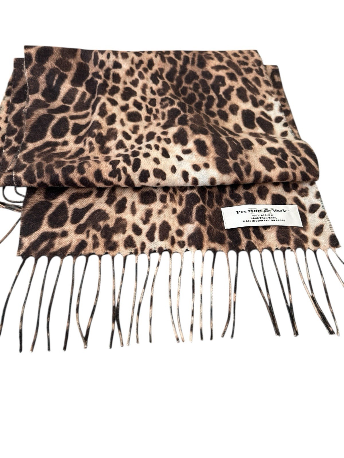 Soft Faux Leopard Print Rectangular Scarf  Fringe… - image 5