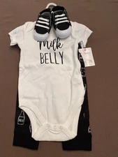 NWT Little Treasure 3 PIECE Set Milk Belly 9-12 Months 100% Cotton