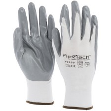 Tucker FlexTech White Knit Work Gloves with Grey Nitrile Palm - Large