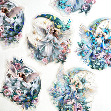 Holographic Moon Angel Stickers Junk Journaling Collage Scrapbooking