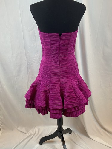 Vintage Jessica McClintock 90’s Y2K Magenta Strapless Mini Dress Women’s Size 6 - Picture 3 of 15