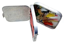 Aluminum  Pocket Two Compartment Fly & Leader Case With Flies