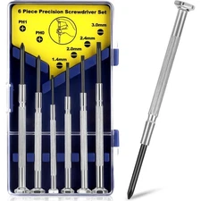 6-Piece Mini Screwdriver Set with Flathead and Heads for Watch Jewelry