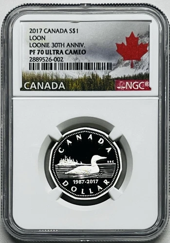 2017 CANADA SILVER PROOF LOONIE DOLLAR NGC PF70 UCAM 30TH ANNIVERSARY POP-5