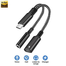 2 in 1 Type-C USB C to 3.5mm AUX Audio Headphone Jack Adapter Charger Cable New