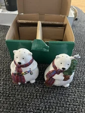 Pfaltzgraff Snow Bear Collection Salt and Pepper Set with Box
