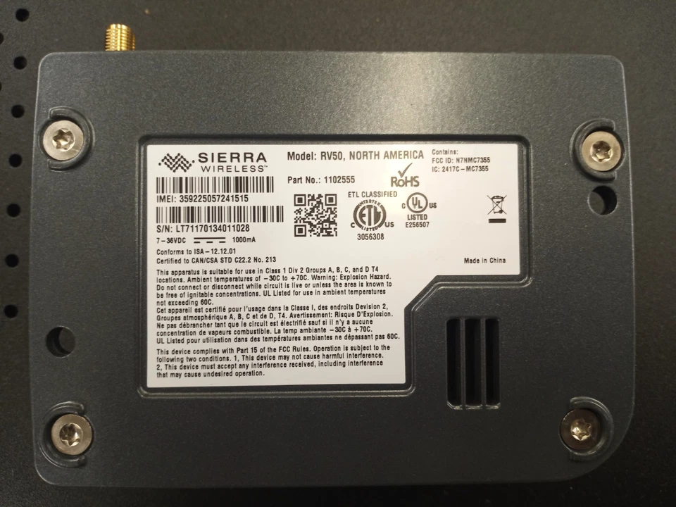 Sierra Wireless AirLink Router RV50 Cellular Gateway Part No. 1102555 - Image 2 of 3