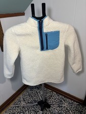 Cat  Jack Unisex Kids White Blue Zip Pocket Jacket Size S 6/7 Long Sleeve